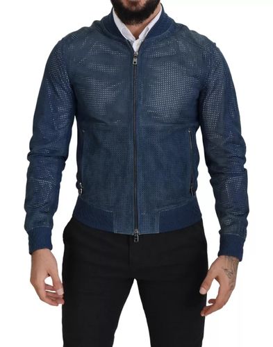 Leather Perforated Full Zip Men's Jacket (Pre-Owned) - Dolce & Gabbana - Modalova