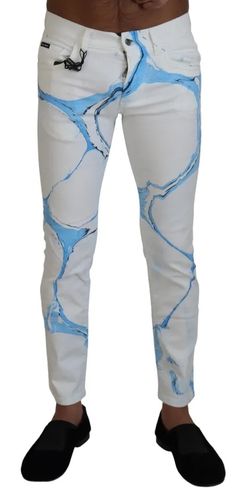 White Blue Cotton Skinny Denim Men's Jeans (Pre-Owned) - Dolce & Gabbana - Modalova