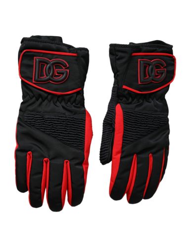 Black Red Nylon Wrist Length Men's Gloves - Dolce & Gabbana - Modalova