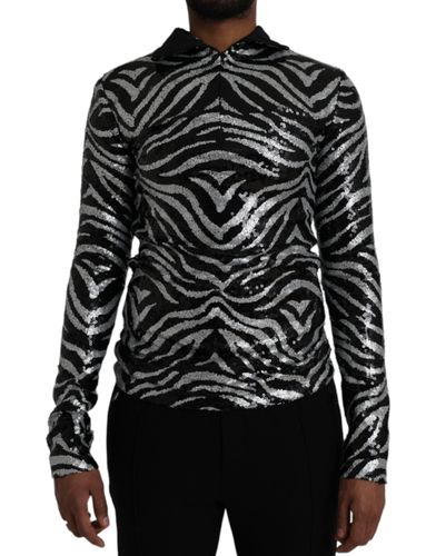 Black Silver Sequined Polyester Men's Sweater - Dolce & Gabbana - Modalova
