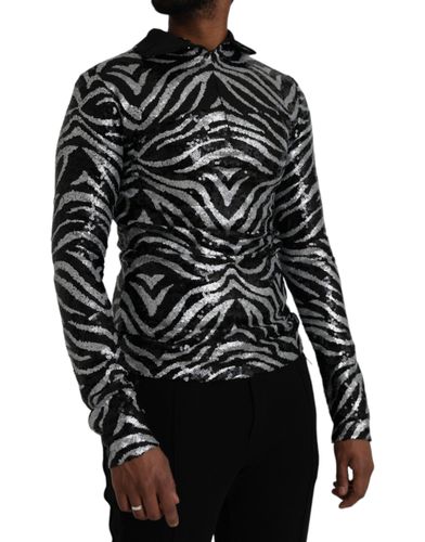 Black Silver Sequined Polyester Men's Sweater - Dolce & Gabbana - Modalova