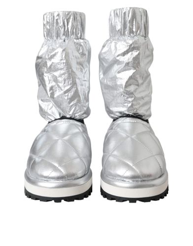 Metallic Quilted Logo Patch Boot Women's Shoes - Dolce & Gabbana - Modalova