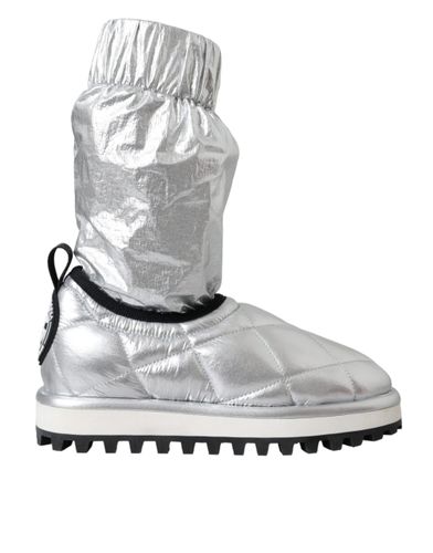 Metallic Quilted Logo Patch Boot Women's Shoes - Dolce & Gabbana - Modalova