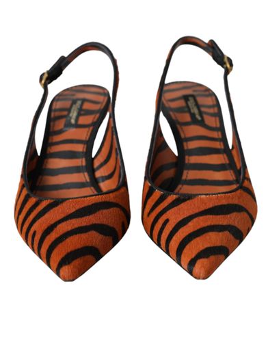 Black Zebra Leather Slingbacks Women's Shoes - Dolce & Gabbana - Modalova
