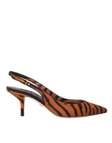 Black Zebra Leather Slingbacks Women's Shoes - Dolce & Gabbana - Modalova