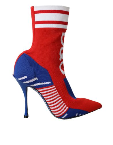 Red Blue Stretch Sock Style Short Boots Logo Women's Shoes - Dolce & Gabbana - Modalova