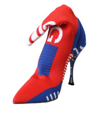 Red Blue Stretch Sock Style Ankle Boots Logo Women's Shoes (Pre-Owned) - Dolce & Gabbana - Modalova