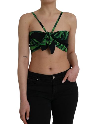 Green Leaf Silk Halter Cropped Women's Top - Dolce & Gabbana - Modalova