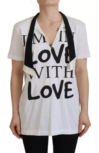 Cotton Printed Ascot Collared Women's T-shirt (Pre-Owned) - Dolce & Gabbana - Modalova
