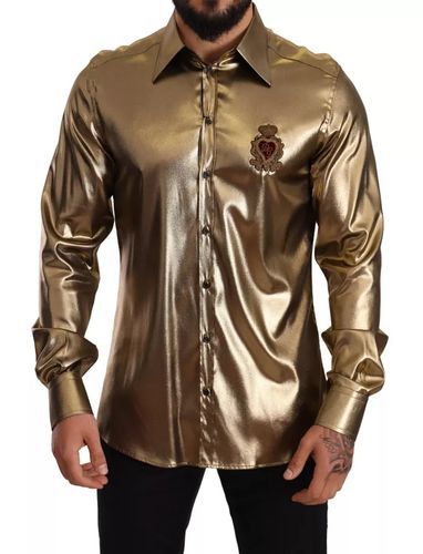 Metallic DG Embroidered Crown Silk Top Men's Shirt (Pre-Owned) - Dolce & Gabbana - Modalova