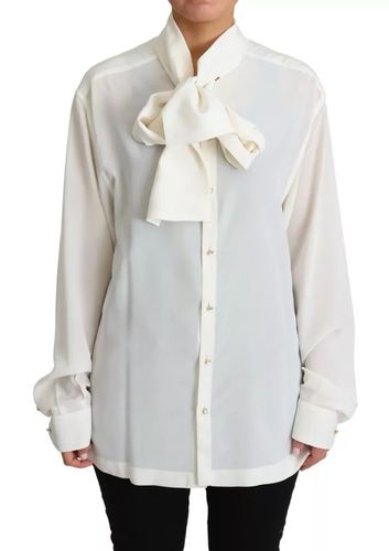 White Blouse Ascot Collar Shirt Silk Women's Top (Pre-Owned) - Dolce & Gabbana - Modalova