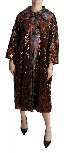 Sequined Long Coat Jaquard Women's Jacket - Dolce & Gabbana - Modalova