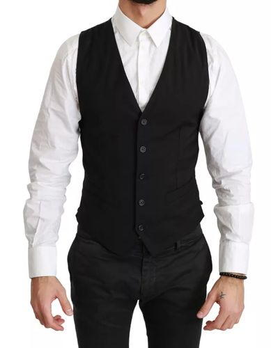 Solid STAFF Slim Fit Waistcoat Men's Vest (Pre-Owned) - Dolce & Gabbana - Modalova