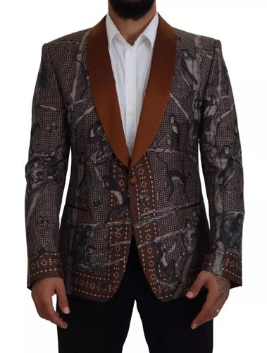 Monkey Print Silk Slim Jacket Men's Blazer - Dolce & Gabbana - Modalova