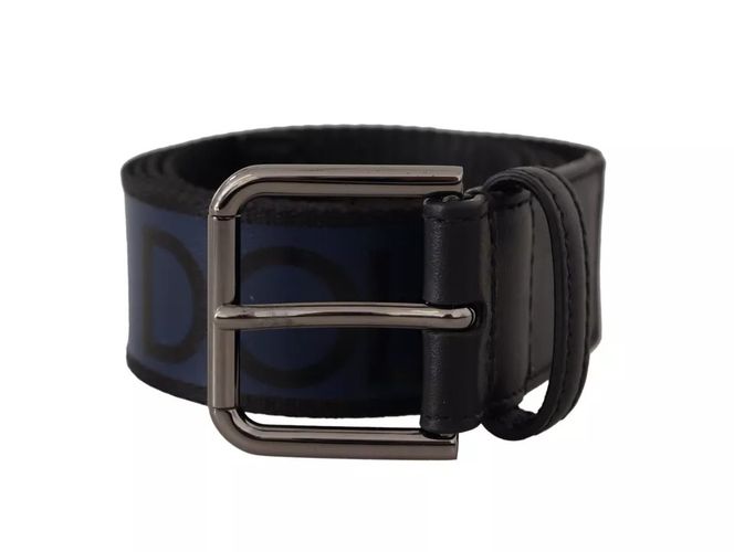 Blue Black Logo Print Silver Buckle Men's Belt (Pre-Owned) - Dolce & Gabbana - Modalova