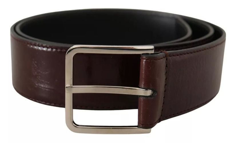 Dark Leather Logo Engraved Metal Buckle Men's Belt (Pre-Owned) - Dolce & Gabbana - Modalova