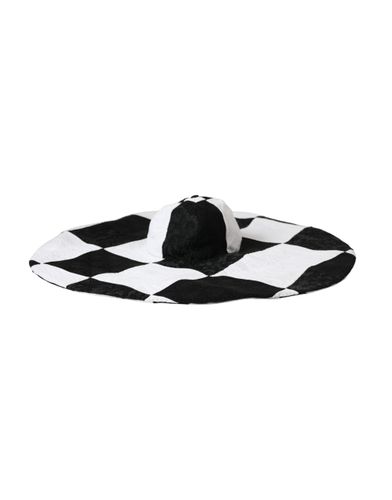 Black White Checkered Wide Brim Floppy Women's Hat - Dolce & Gabbana - Modalova