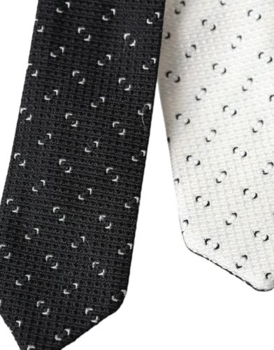 Black White Patterned Adjustable Men's Tie - Dolce & Gabbana - Modalova