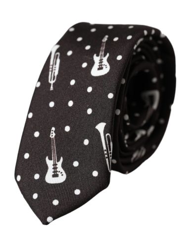 Guitar Print Silk Adjustable Men's Tie - Dolce & Gabbana - Modalova
