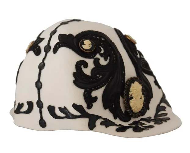 Black Wool Embroidered Cameo Brooch Women's Hat - Dolce & Gabbana - Modalova