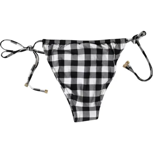 Black White Check Swimwear Beachwear Bottom Women's Bikini - Dolce & Gabbana - Modalova