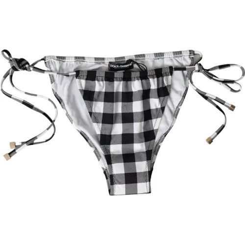 Black White Check Swimwear Beachwear Bottom Women's Bikini - Dolce & Gabbana - Modalova