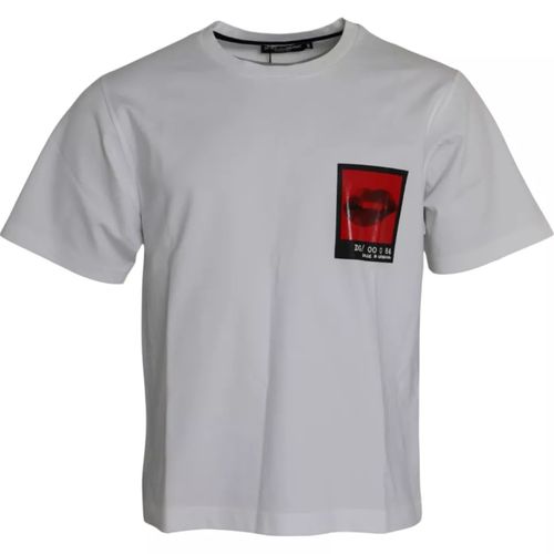 Red Lips Print Cotton Men Men's T-shirt - Dolce & Gabbana - Modalova