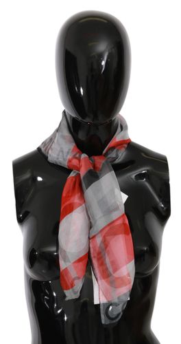 Gray Red 100% Silk Branded Scarf - Costume National - Modalova