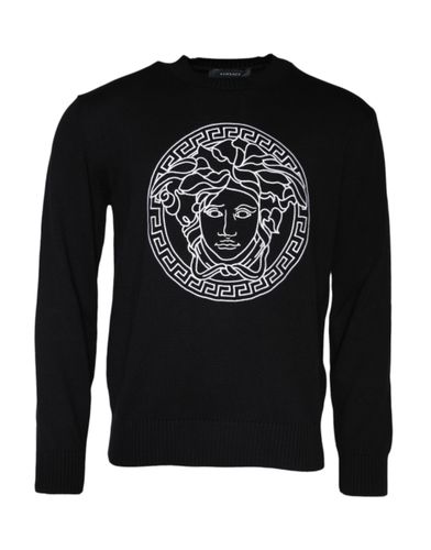 Medusa Embroidery Crew Neck Pullover Men's Sweater - Versace - Modalova
