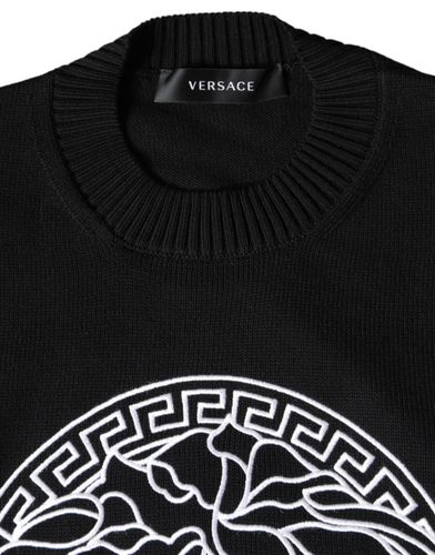 Medusa Embroidery Crew Neck Pullover Men's Sweater - Versace - Modalova