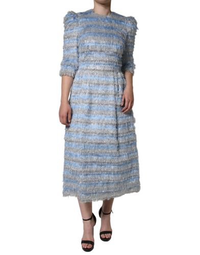 Light Silver Jacquard A-line Midi Women's Dress - Dolce & Gabbana - Modalova