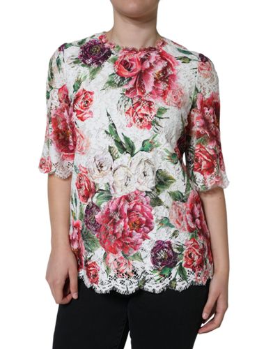 Peony Lace Short Sleeves Blouse Women's Top - Dolce & Gabbana - Modalova