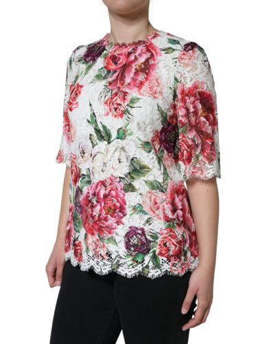 Peony Lace Short Sleeves Blouse Women's Top - Dolce & Gabbana - Modalova