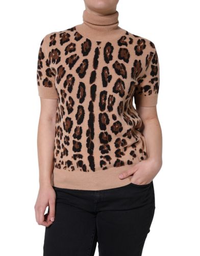 Leopard Print Wool Turtleneck Women's Top - Dolce & Gabbana - Modalova