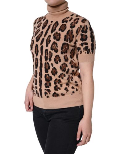 Leopard Print Wool Turtleneck Women's Top - Dolce & Gabbana - Modalova