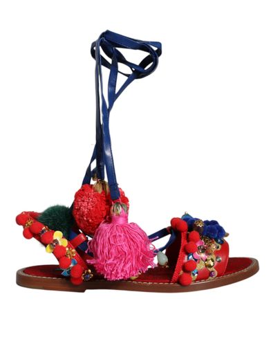 Pom Pom Fur Wrap Sandals Women's Shoes - Dolce & Gabbana - Modalova