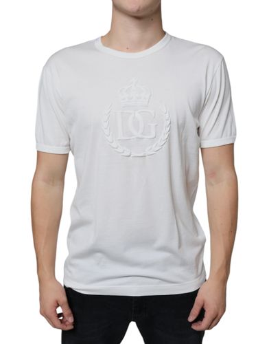Logo Embossed Cotton Crewneck Men's T-shirt - Dolce & Gabbana - Modalova