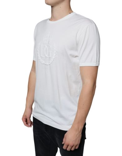 Logo Embossed Cotton Crewneck Men's T-shirt - Dolce & Gabbana - Modalova