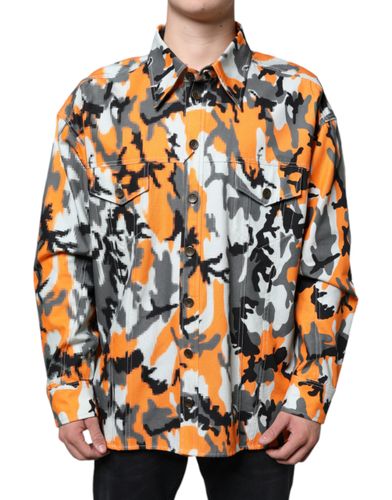 Camouflage Cotton Denim Collared Men's Jacket - Dolce & Gabbana - Modalova