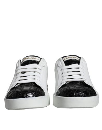 Black Leather Logo Portofino Sneaker Men's Shoes (Pre-Owned) - Dolce & Gabbana - Modalova