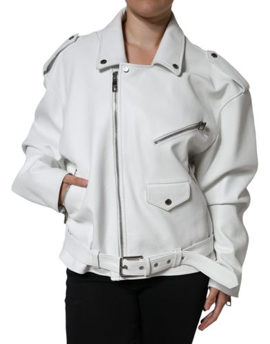 Lambskin Leather Biker Coat Women's Jacket (Pre-Owned) - Dolce & Gabbana - Modalova