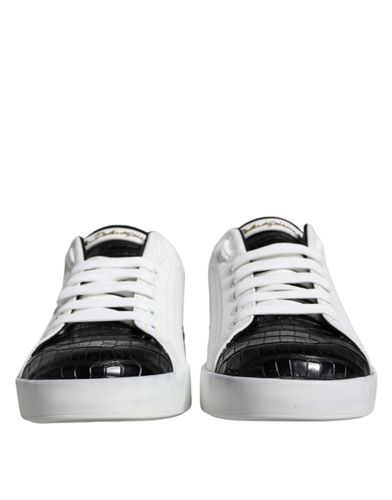Black Leather Logo Portofino Sneaker Men's Shoes (Pre-Owned) - Dolce & Gabbana - Modalova