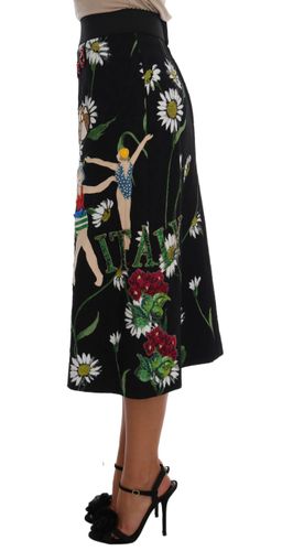 Black Embellished Daisy Brocade Women's Skirt - Dolce & Gabbana - Modalova