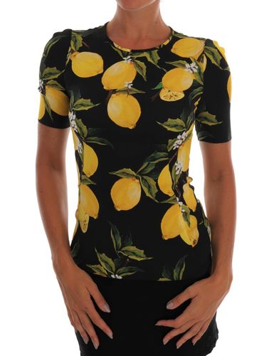 Lemon Silk Stretch Women's T-Shirt - Dolce & Gabbana - Modalova