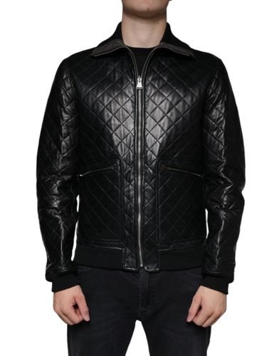 Calf Leather Quilted Full Zip Men's Jacket (Pre-Owned) - Dolce & Gabbana - Modalova