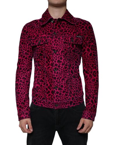 Leopard Button Down Collared Men's Jacket - Dolce & Gabbana - Modalova