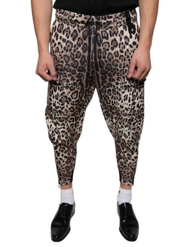 Brown Leopard Polyester Jogger Men's Pants - Dolce & Gabbana - Modalova