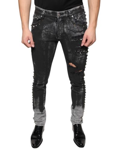 Embellished Cotton Skinny Denim Men's Jeans - Dolce & Gabbana - Modalova