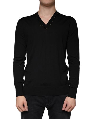 Embellished V-neck Pullover Men's Sweater - Dolce & Gabbana - Modalova