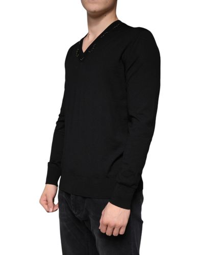 Embellished V-neck Pullover Men's Sweater - Dolce & Gabbana - Modalova